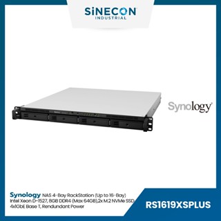 Synology เครื่องจัดเก็บข้อมูลเครือข่าย NAS รุ่น RS1619XS+ | 4-Bay RackStation, Intel Xeon D-1527, 8GB DDR4