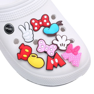 การ์ตูนมิกกี้ Jbitz สําหรับ Crocs Pin Minnie กระโปรง Jibbits Charm โบ อะนิเมะ Jibits Crocks สําหรับผู้หญิง รองเท้า Charms อุปกรณ์ตกแต่ง