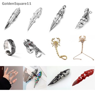 Goldensquare แหวนโลหะ แบบเต็มนิ้ว ลายมังกร กะโหลก แมงป่อง สไตล์พังก์ร็อค วินเทจ