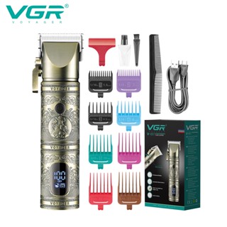 Vgr ปัตตาเลี่ยนตัดผมมืออาชีพ แบบชาร์จไฟได้ T9 จอแสดงผล LED สําหรับผู้ชาย V-697