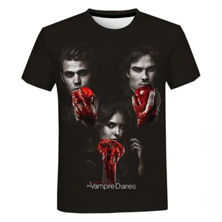 เสื้อยืด พิมพ์ลาย The Vampire Diaries สไตล์ฮาราจูกุ สําหรับผู้หญิง