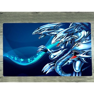 Yugioh Playmat Yu-Gi-Oh CCG TCG แผ่นรองเมาส์ ลายมังกร สีขาว สีฟ้า สําหรับเล่นเกม