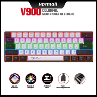 [NTO] V900bw คีย์บอร์ดเล่นเกม แบบใช้สาย Type-c อินเตอร์เฟส 61 คีย์