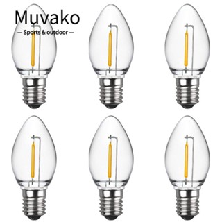 MUVAKO ฐานเชิงเทียนแก้วใส C7 E12 0.5W 5W สไตล์วินเทจ 6 ชิ้น