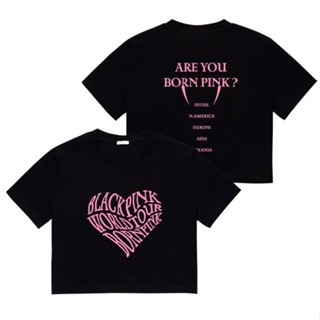  เสื้อยืด BLACK PINK INTERN PINK 2023 BORN PINK ฮิปสเตอร์เสื้อแขนสั้นหลวมๆ รอบๆ คอนเสิร์ต BLACK PINKsize: S-5XL