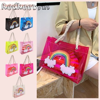 กระเป๋าถือ ทรงโท้ท พร้อมกระเป๋าใส่เหรียญ สีใส แฟชั่นฤดูร้อน สําหรับผู้หญิง