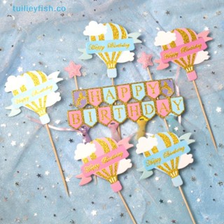 Tuilieyfish ป้ายปักหน้าเค้ก ลายดาว สเปน กลิตเตอร์ DIY สําหรับตกแต่งหน้าเค้กวันเกิดเด็ก