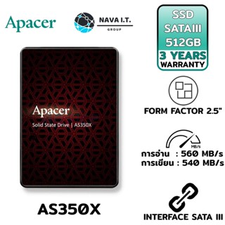 COINSคืน15%⚡FB9JMZV6⚡ APACER 512GB เอสเอสดี AS350X512 SSD 2.5 SATA รับประกัน 3ปี