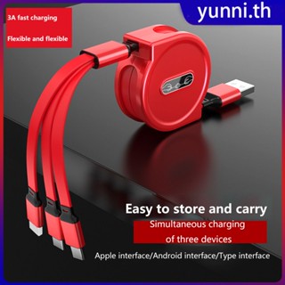 3-in-1 100w Super Fast Charging Data Line Random Adjustment Retractable Anti-burn Fit Micro-usb/ios/typec Quick Charge Cable Yunni