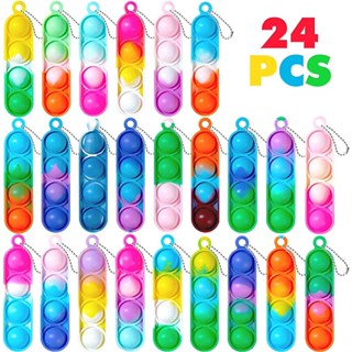 24pcs Keychain Fidget Stress Relief Pop It Bubble Bag Pendant