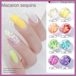 ตกแต่งเล็บแต่งเล็บ Macaron เลื่อม Fairy สีสันเล็บ Patch สีสันญี่ปุ่น Hexagonal Candy Sequins เครื่องประดับ COD