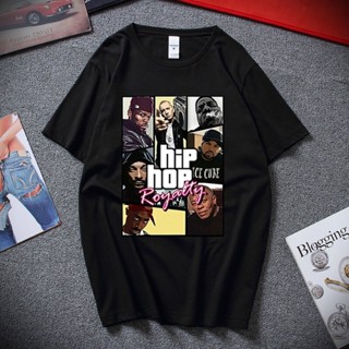 เสื้อยืด พิมพ์ลาย Street Hip Hop Culture Dr Dre Eminem 2 Pac Biggie top Rapper แฟชั่นสําหรับผู้ชาย