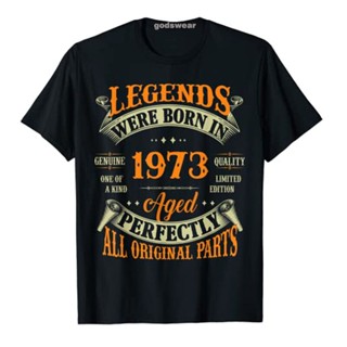 เสื้อยืด พิมพ์ลาย Legends Born In 1973 49 Years Old สไตล์วินเทจ แฟชั่นสําหรับผู้ชาย 49Th