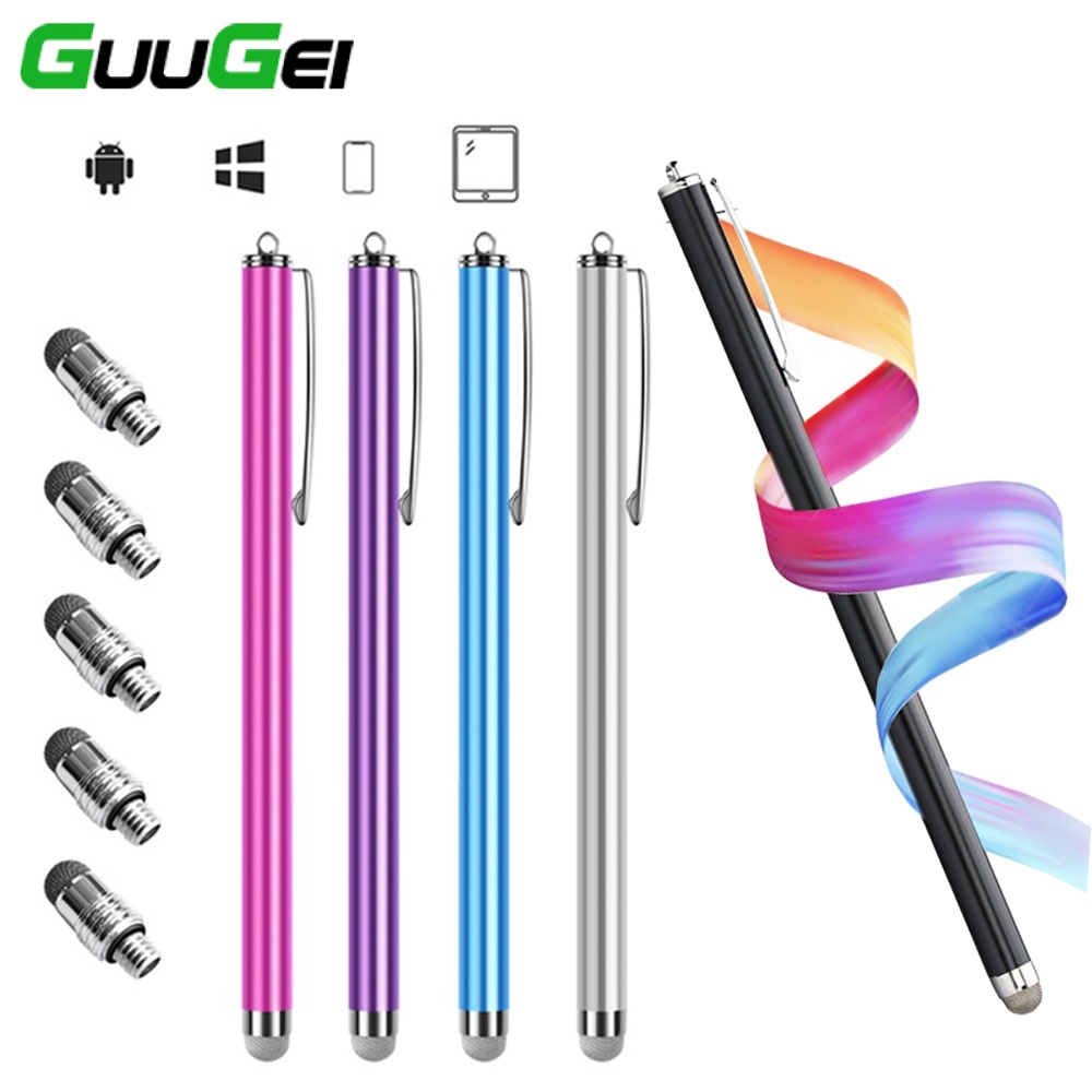 Guugei ปากกาสไตลัส ปากกาทัชสกรีน พร้อมคลิปโลหะ ตาข่ายไฟเบอร์ ปากกาสไตลัส วาดภาพ สําหรับแท็บเล็ต โทรศัพท์มือถือ Andriod IOS
