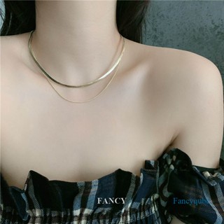 Fancy หลายชั้น แบน ใบมีด งู เชื่อมโยง โซ่ โช้คเกอร์ สร้อยคอผู้หญิง วินเทจ เครื่องประดับ โลหะ สีทอง สร้อยคอ ปกเสื้อ