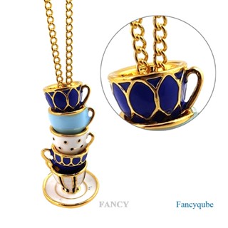 Fancy สร้อยคอโซ่ยาว จี้ถ้วยชา แฮนด์เมด สไตล์โบโฮ เครื่องประดับ สําหรับผู้หญิง