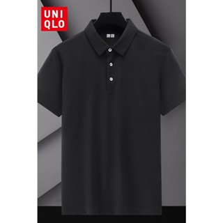 Uniqlo เสื้อยืดโปโล แขนสั้น ผ้าเรยอน แบบบาง คอปก ทรงสลิมฟิต อินเทรนด์แฟชั่น สําหรับผู้ชาย