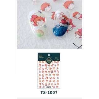 [Meow.Sensei] ใหม่ สติกเกอร์เหล็กใส แบบบาง ลายน่ารัก สําหรับติดตกแต่งเล็บ Ponyo TS1007