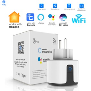 [พร้อมสต็อก] Homekit Smart Socket Wifi Eu Plug 16a พร้อมตัวจับเวลาการตรวจสอบพลังงาน Home Outlet รองรับ Google Alice Smartthings Siri Alexa 【bluey】