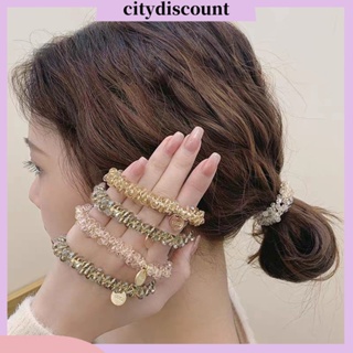 &lt;citydiscount&gt;  ยางรัดผม แบบยืดหยุ่น กันลื่น ป้องกันการตก ประดับคริสตัลเทียม เครื่องประดับ สําหรับผู้หญิง