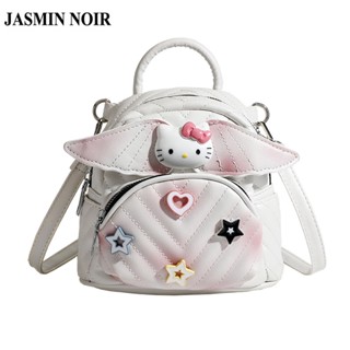 Jasmin NOIR กระเป๋าเป้สะพายหลัง กระเป๋านักเรียน หนัง PU ลายการ์ตูน ลําลอง สําหรับผู้หญิง วัยรุ่น