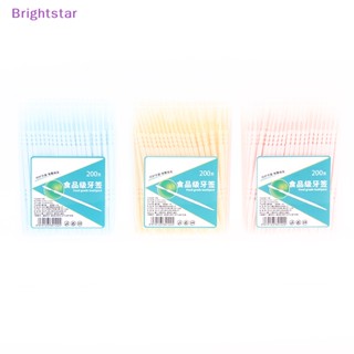 Brightstar ไหมขัดฟัน ไม้จิ้มฟัน แบบสองหัว พลาสติกนิ่ม สําหรับดูแลช่องปาก 200 ชิ้น/ชุด