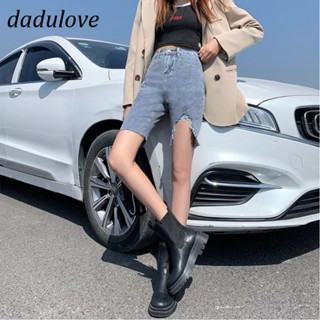 DaDulove💕 New Korean Version of INS Retro Thin Section Ripped Denim Shorts Niche High Waist A- line Pants Hot Pants