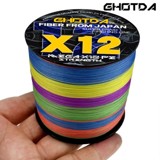 Ghotda สายเอ็นตกปลา PE แบบถัก ยาว 100 ม. ความแข็งแรงสูง ทนต่อการเสียดสี 12 ชิ้น