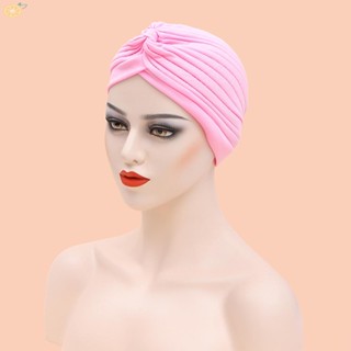 【VARSTR】Hat Stretch Turban Hat White Women Adult Head Circumference Black Blue