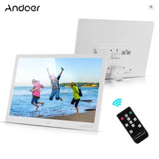 Andoer กรอบรูปดิจิทัล LED ความละเอียด 1280 * 800 15.4 นิ้ว 1080P HD เล่นวิดีโอ พร้อมรีโมตคอนโทรลไร้สาย 2.4G ปฏิทิน นาฬิกาภาพยนตร์ ฟังเพลง E-Book