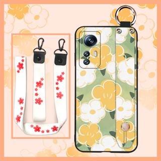 Soft Wristband Phone Case For Redmi Note12S painting flowers sunflower Anti-dust ring Dirt-resistant Phone Holder Wrist Strap