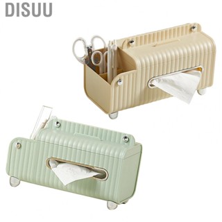 Disuu Tissue Box Cover HIPS ABS Multifunctional Desktop Rectangular Napkin Dispenser Holder with Stationery for Living Room Bedroom