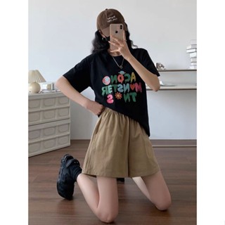 3128# 100% Cotton Linen Workwear Shorts Women Summer Korean Style Casual Pants Slim A-Line Wide Leg Pants