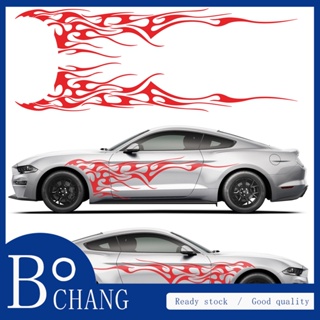 Bochang สติกเกอร์ไวนิล ลายกราฟฟิคเปลวไฟ สีแดง สําหรับติดตกแต่งรถยนต์ 2 ชิ้น