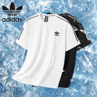 Adidas เสื้อยืดแขนสั้น คอกลม ปักลายโลโก้ พลัสไซซ์ สําหรับผู้ชาย และผู้หญิง