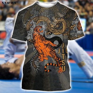 Tiger เสื้อยืดแขนสั้นลําลอง ผ้าฝ้าย พิมพ์ลาย JIU JITSU 3D ทรงสลิม สําหรับผู้ชาย