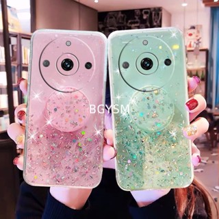 ใหม่ พร้อมส่ง เคสโทรศัพท์มือถือ ยางนิ่ม แบบใส ประดับเลื่อมกลิตเตอร์ พร้อมที่ตั้งวาง สําหรับ Realme 11 Pro+ Pro Plus 5G 4G REALME11PRO+