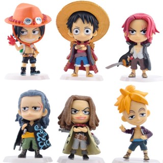 ฟิกเกอร์ One Piece Q version Red Hair Pirates Shanks Luffy Phoenix 6 ชิ้น