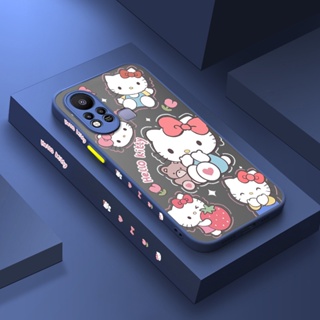 สําหรับ Infinix Hot 11s เคส การ์ตูน Hello Kitty บาง ด้าน สี่เหลี่ยม ขอบ ดีไซน์ใหม่ กันกระแทก ฝ้า ใส เคสโทรศัพท์แข็ง