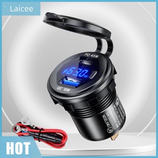 [Laicee.th] อะแดปเตอร์ที่ชาร์จในรถยนต์ 45W 12V 24V พอร์ต USB คู่ พร้อมโวลต์มิเตอร์ สําหรับรถยนต์ รถจักรยานยนต์