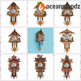 Oceanmapdz Cuckoo นาฬิกาแขวนผนัง ลูกตุ้มไม้ สไตล์วินเทจ เสียงเงียบ 3D แนวสร้างสรรค์ สําหรับห้องนอน