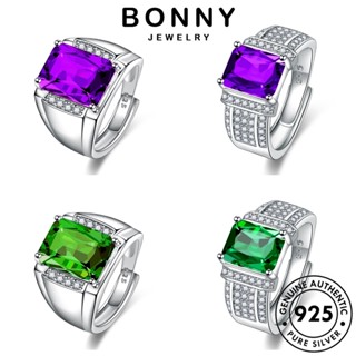 BONNY JEWELRY เกาหลี ไพลินมรกต ผู้ชาย 925 แฟชั่น แท้ เครื่องประดับ Silver เรียบง่าย เงิน ต้นฉบับ เครื่องประดับ แหวน M087