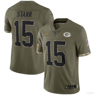 ใหม่ เสื้อยืดลําลอง แขนสั้น พิมพ์ลาย NFL Green Bay Packers Jersey Bart Starr Salute To Service พลัสไซซ์ 2022