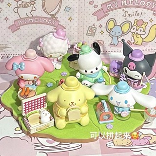 Toptoy ของเล่นฟิกเกอร์ Sanrio Family Camping Friends Mystery Box Kuromi 6XCK