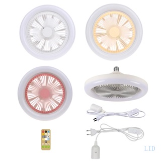 Lid พัดลมติดเพดาน AC85V-265V 30W LED E27 พร้อมรีโมตคอนโทรล สําหรับห้องครัว และซ็อกเก็ตสวิตช์ไฟ E27