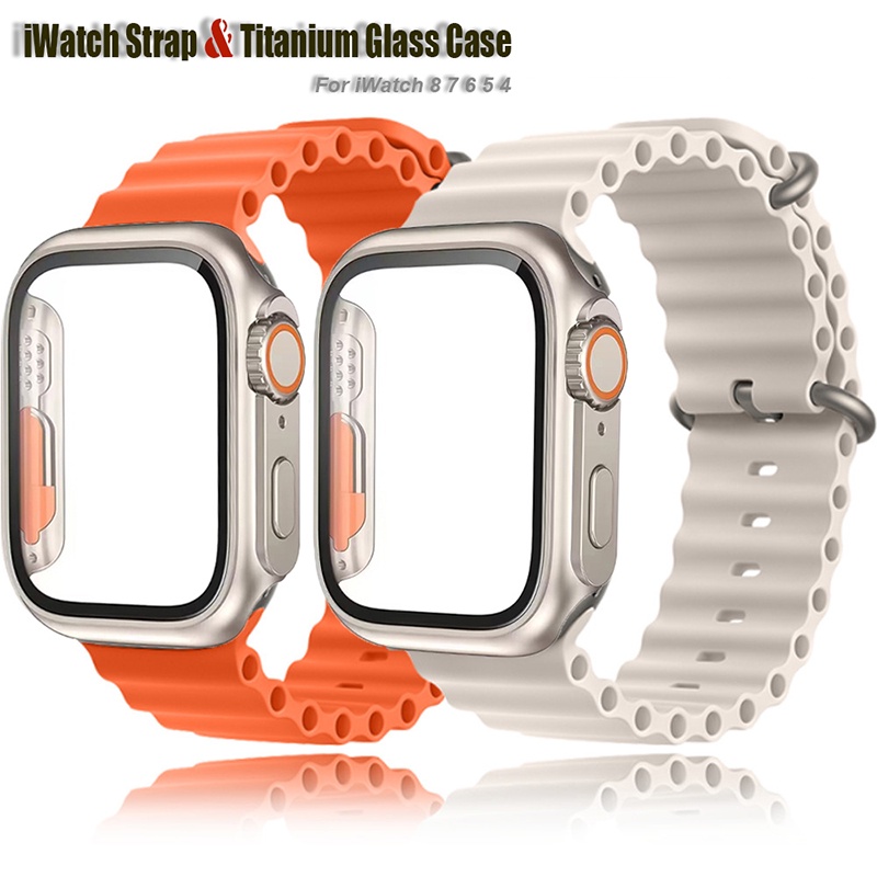 แก้วกรณี + สายซิลิโคนสําหรับ Smart Watch band 46 มม.42 มม.45 มม.44 มม.40 มม.41 มม.44 มม.สร้อยข้อมือ iWatch S10 9 8 7 6 4 5 se 3 เปลี่ยน Ultra