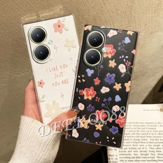 เคสโทรศัพท์มือถือ TPU แบบนิ่ม ลายดอกไม้น่ารัก ป้องกันกล้อง สําหรับ VIVO Y27 4G 5G Y27