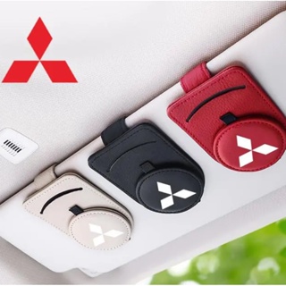 Mitsubishi LOGO car sun visor leather material glasses clip ASX EVO Outlander Pajero LANCER EVOLUTION interior modification sunglasses business card storage multifunctional round bracket