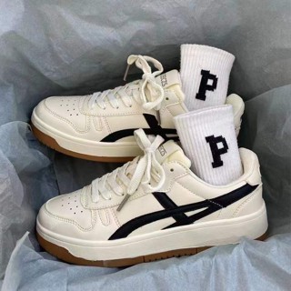 HWSHOES รองเท้าสีขาวย้อนยุครองเท้าผ้าใบกีฬาระบายอากาศ