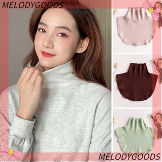 Melodg ผ้าพันคอ คอเต่า ถอดออกได้ กันลม สีพื้น แฟชั่นฤดูใบไม้ร่วง ฤดูหนาว